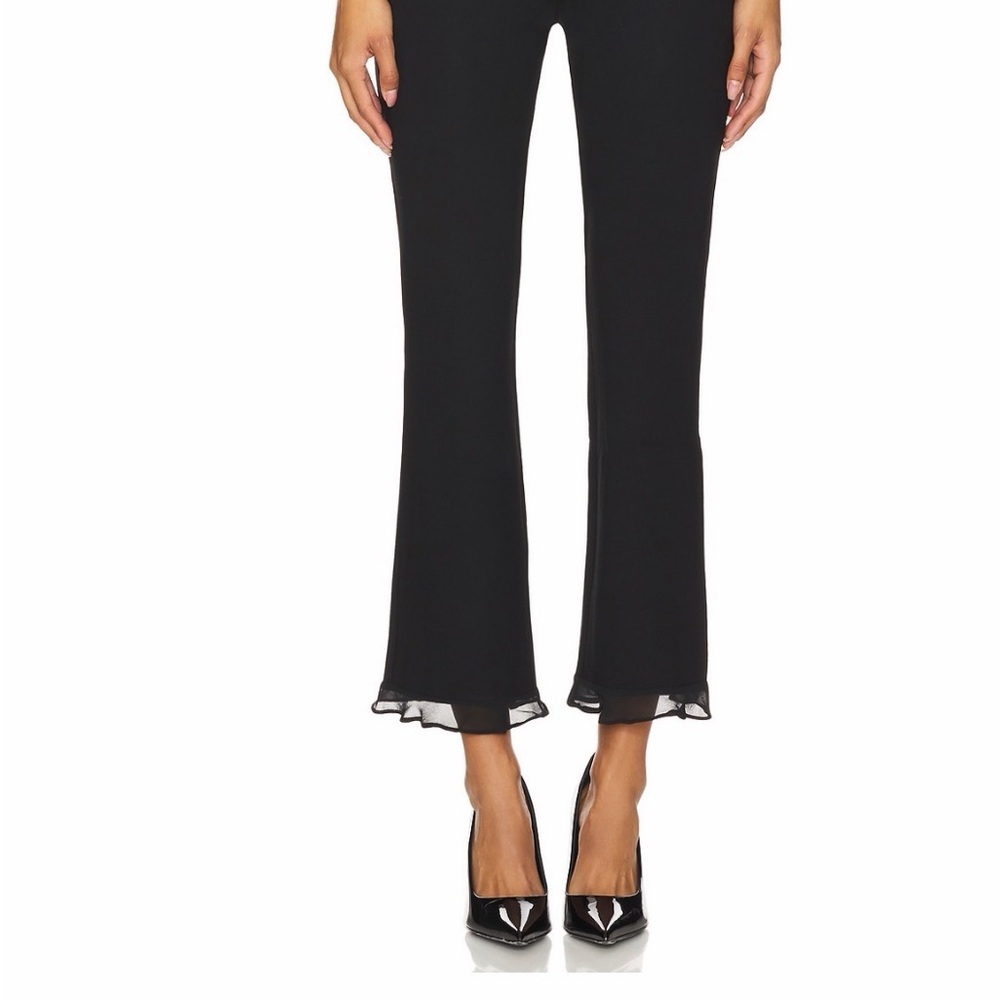 MAJORELLE Black Bootcut Pants with Sheer Flounce Hem